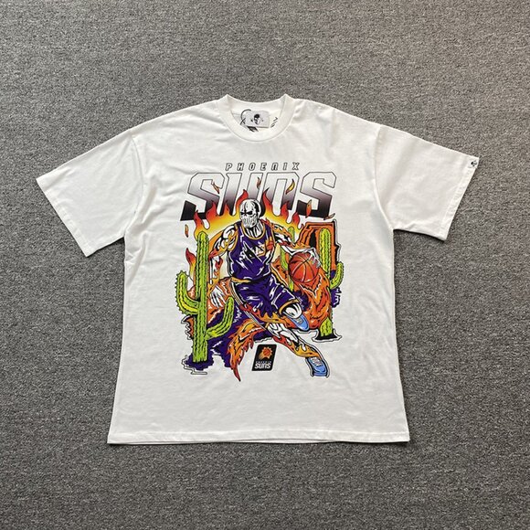 Warren Lotas Phoenix Suns Cool Skull Basketball White T Shirt